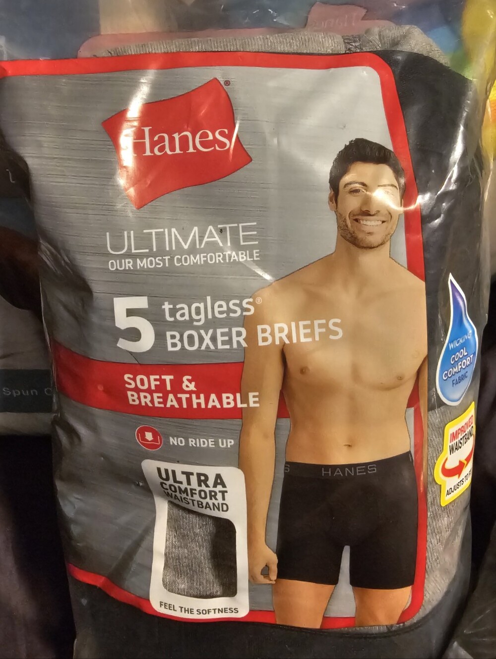 Hanes Ultimate 5-Pack Tagless Boxer Briefs - Black